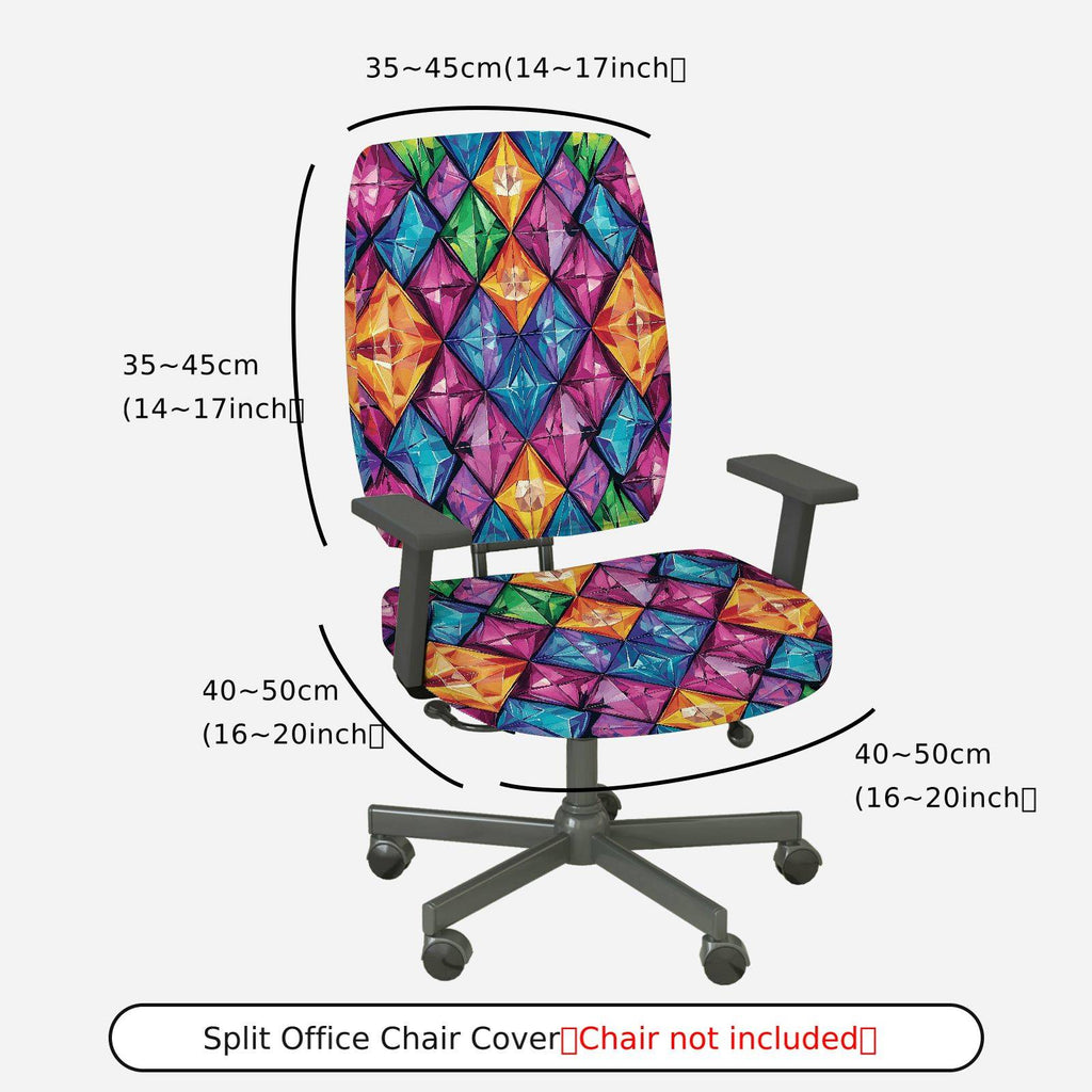 2-Piece Geometric Colorful Vibrant Modern Artistic  Computer Chair Cover Set, Seat and Backrest