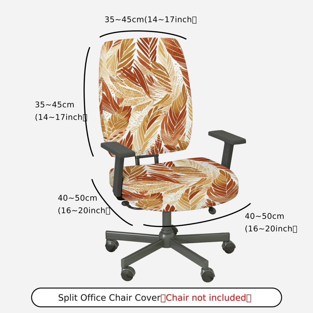 2-Piece Autumn Tropical Leaves Pattern Decorative  Computer Chair Cover Set, Seat and Backrest
