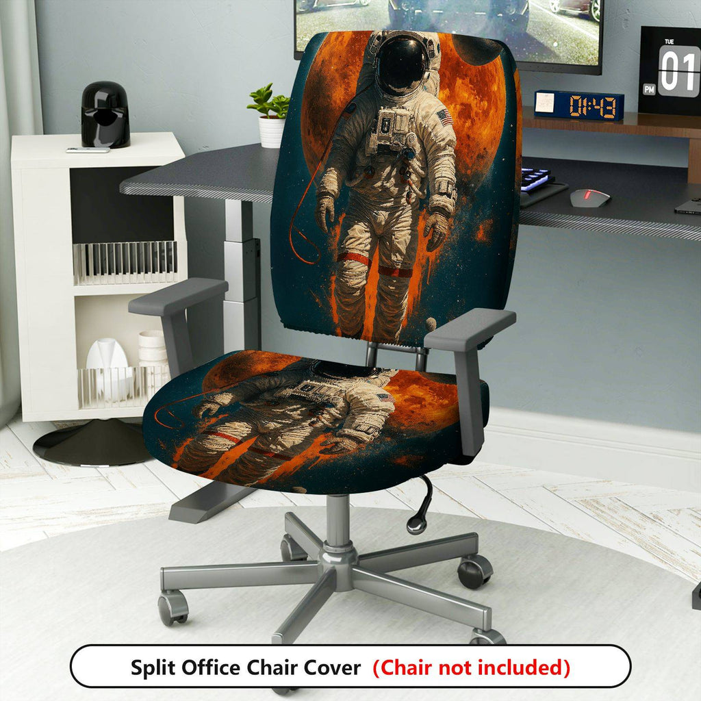 2-Piece Astronaut Space Universe Galaxy Planet  Computer Chair Cover Set, Seat and Backrest
