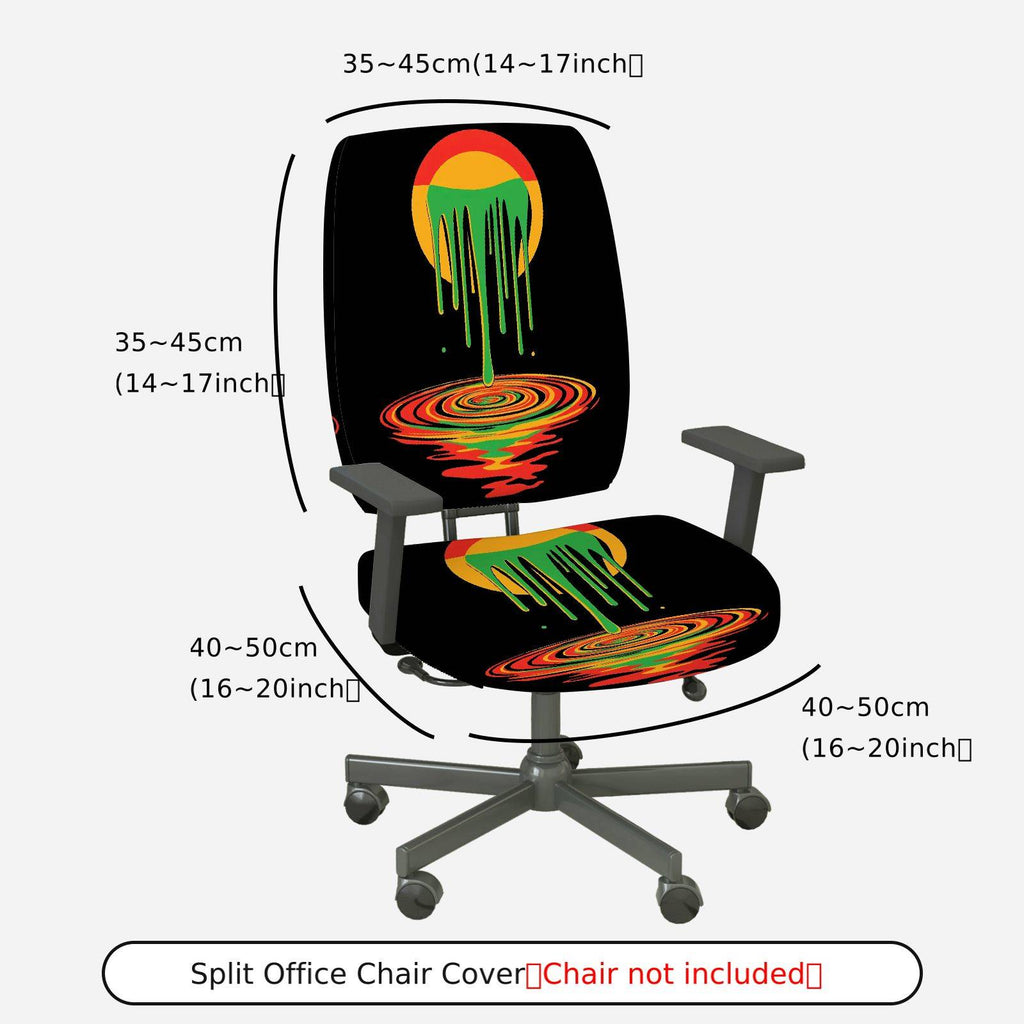 2-Piece Abstract Colorful Dripping Artistic Pattern Creative  Computer Chair Cover Set, Seat and Backrest