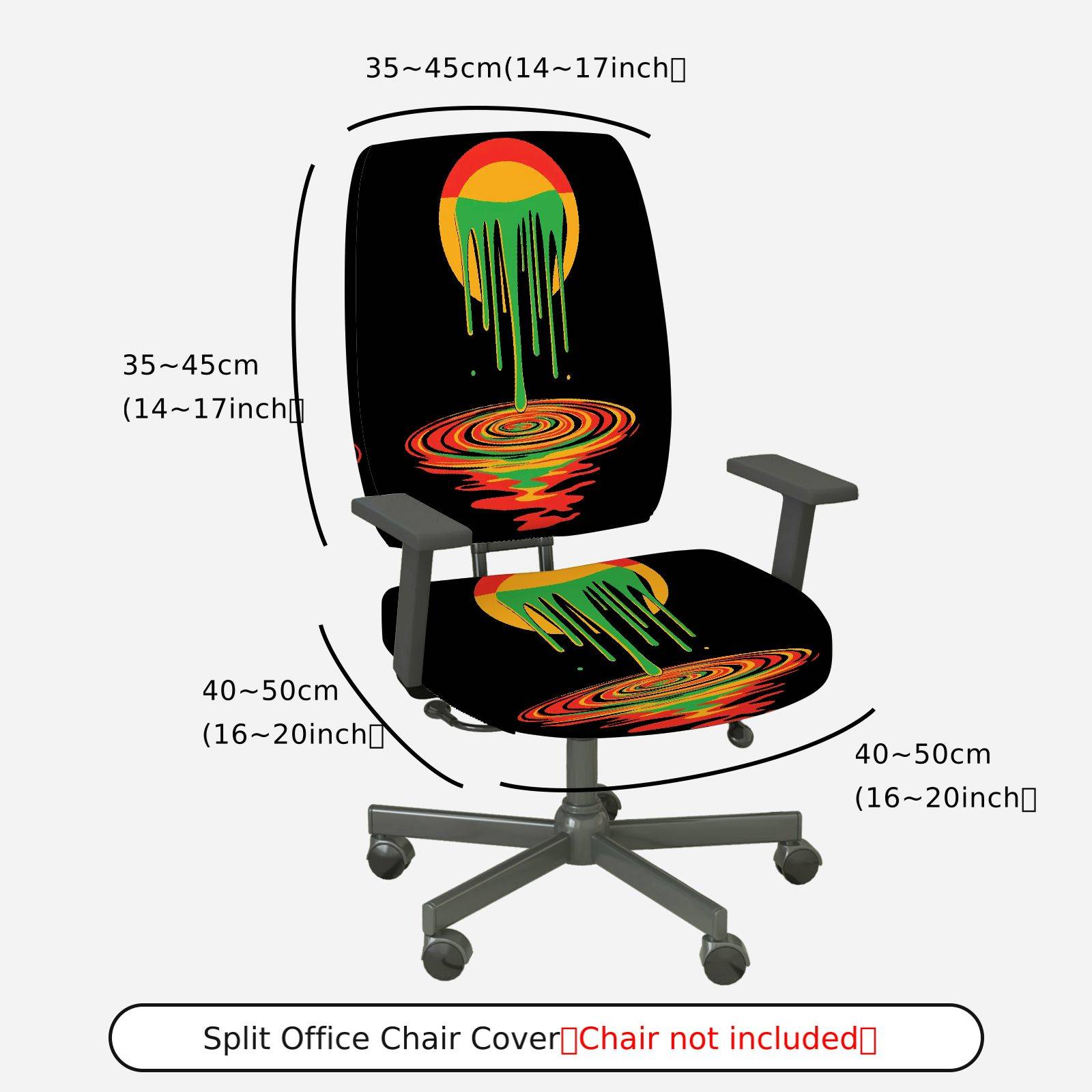 2-Piece Abstract Colorful Dripping Artistic Pattern Creative  Computer Chair Cover Set, Seat and Backrest