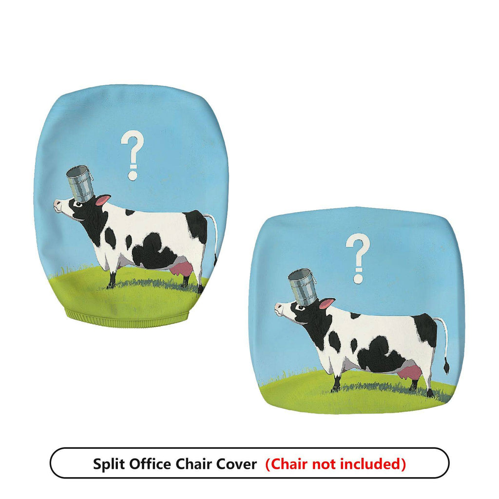 2-Piece Funny Cow Design Printed Animal  Computer Chair Cover Set, Seat and Backrest