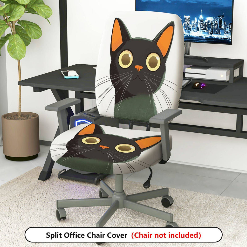 2-Piece Animal Cat Cute Fun  Computer Chair Cover Set, Seat and Backrest