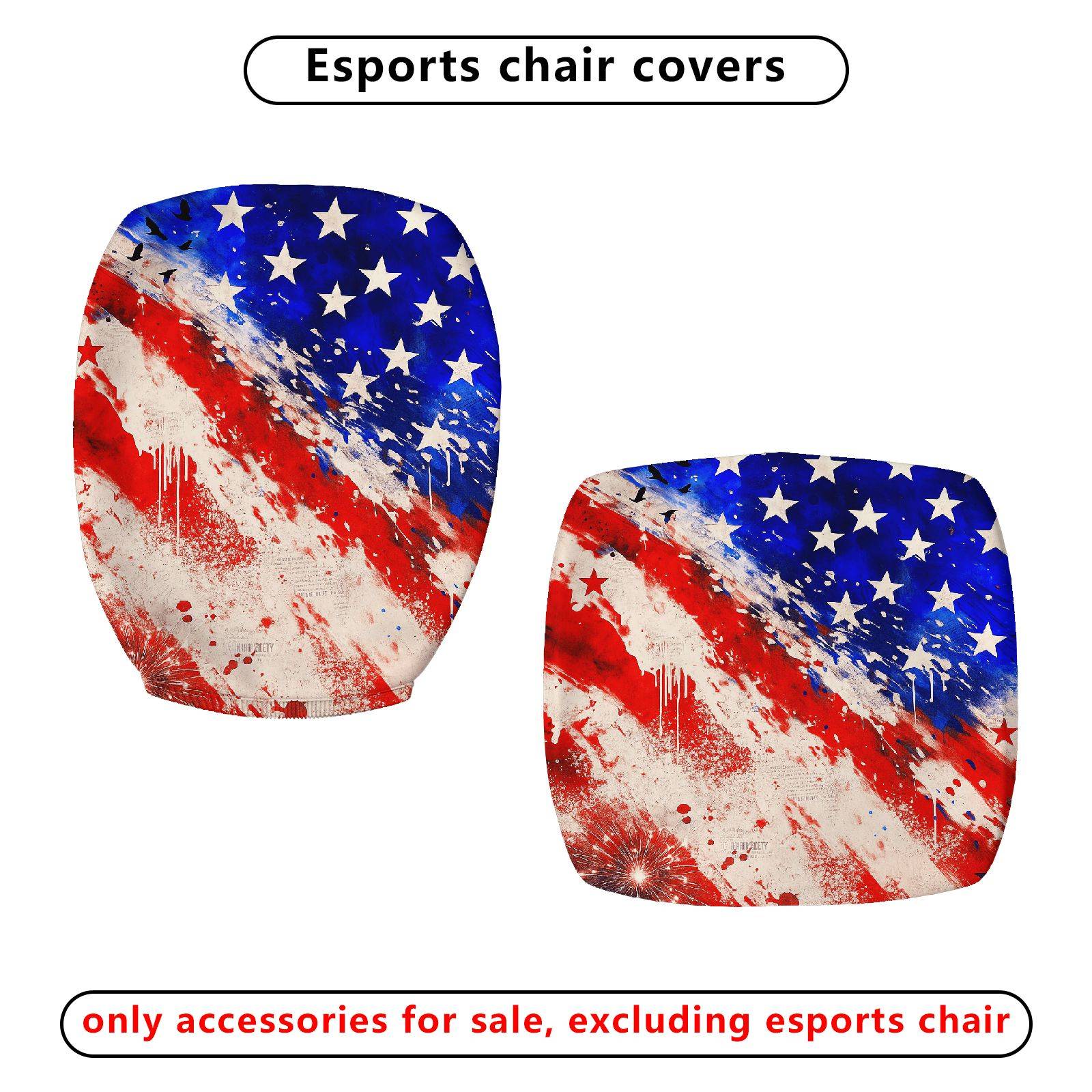 2-Piece American flag patriotic stars stripes abstract  Computer Chair Cover Set, Seat and Backrest