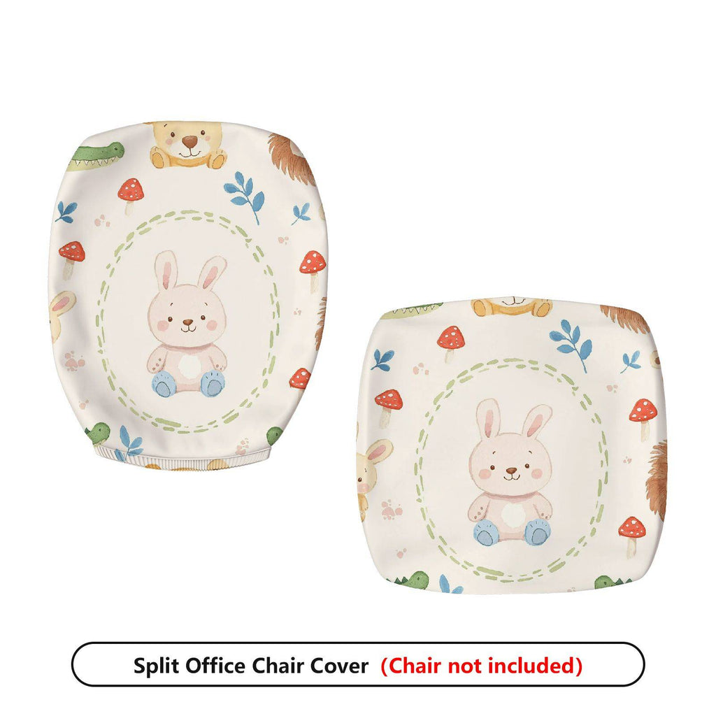 2-Piece Cute Rabbit Animal Fun  Computer Chair Cover Set, Seat and Backrest