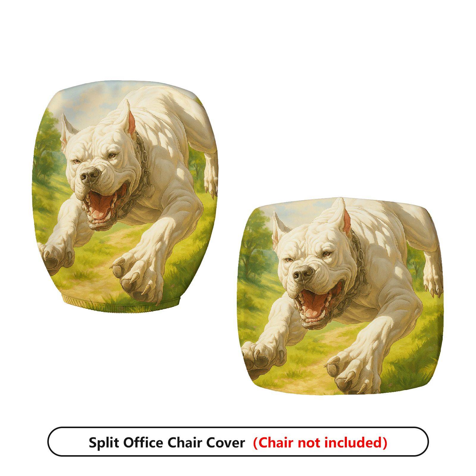 2-Piece Animal Art Decorative Dog Custom  Computer Chair Cover Set, Seat and Backrest