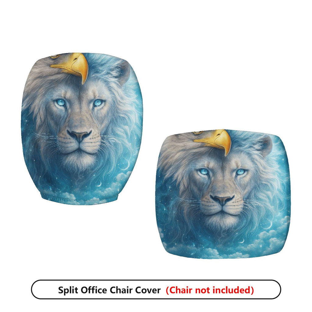 2-Piece Animal Lion Eagle Moon Star Sky  Computer Chair Cover Set, Seat and Backrest