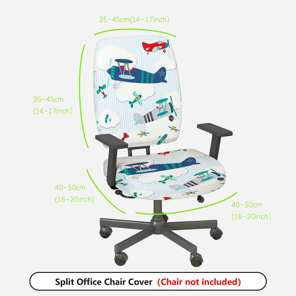 2-Piece Airplane Cloud Stripe Fun  Computer Chair Cover Set, Seat and Backrest