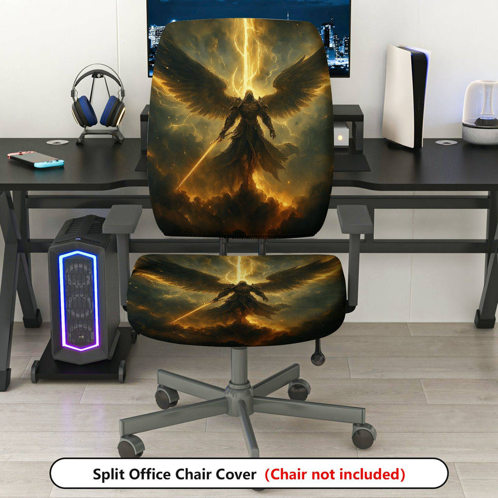 2-Piece Angelic Warrior Fantasy Art Decorative  Computer Chair Cover Set, Seat and Backrest