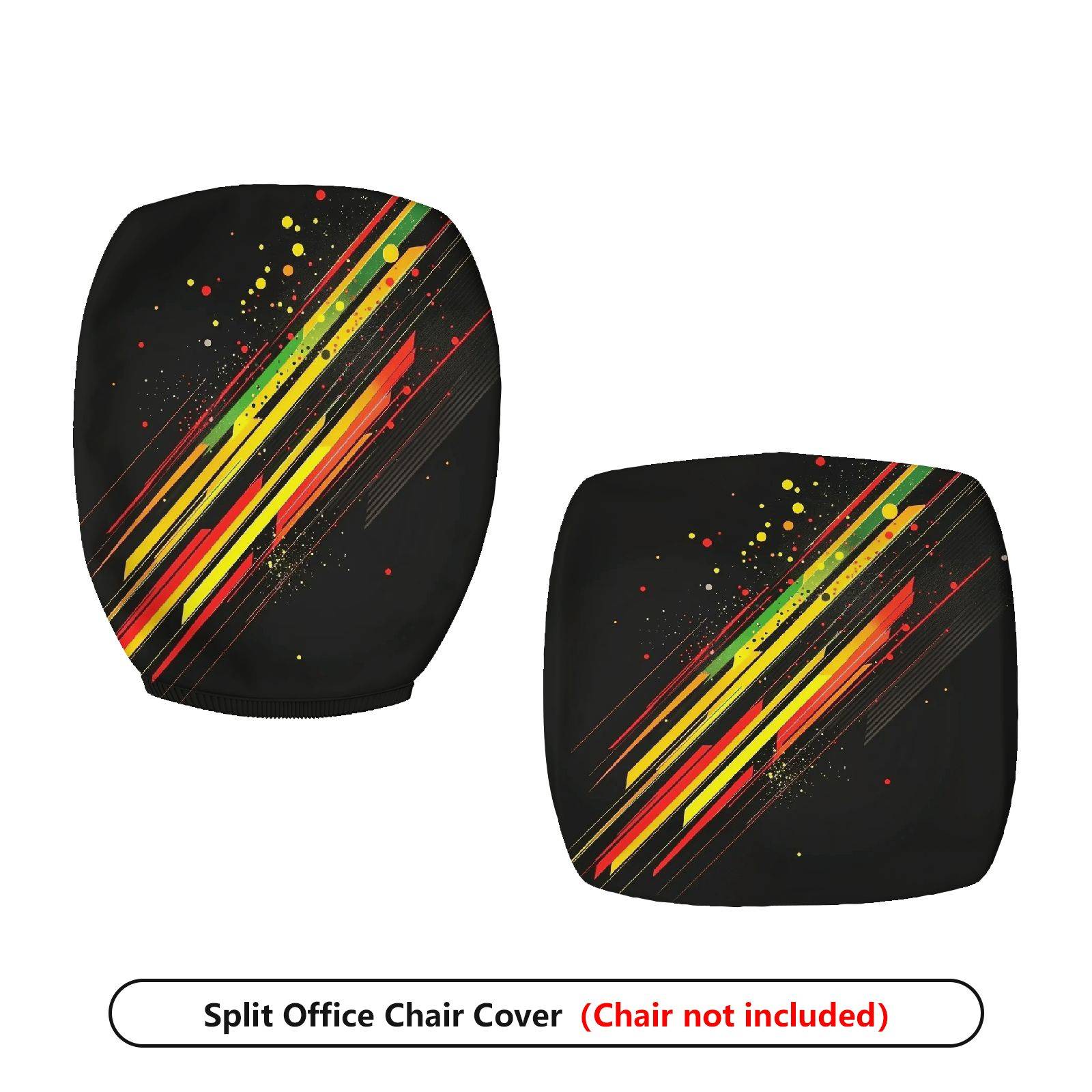 2-Piece Abstract Colorful Art Modern Urban Vibrant  Computer Chair Cover Set, Seat and Backrest
