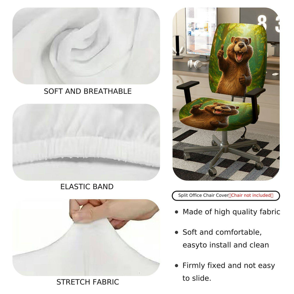 2-Piece Animal Forest Fun Vivid Vibrant  Computer Chair Cover Set, Seat and Backrest