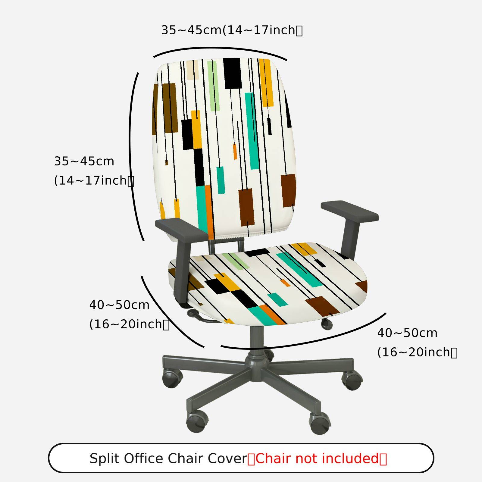 2-Piece Modern Geometric Colorful Pattern  Computer Chair Cover Set, Seat and Backrest