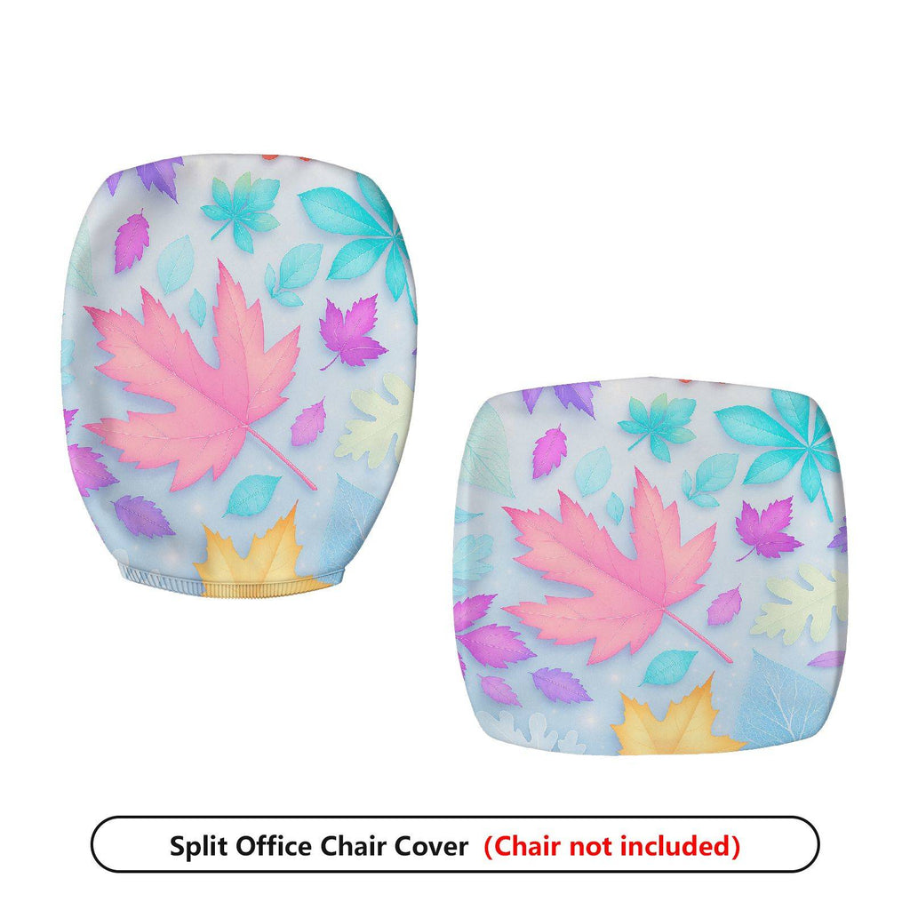 2-Piece Autumn Leaves Floral Pattern Colorful Design  Computer Chair Cover Set, Seat and Backrest