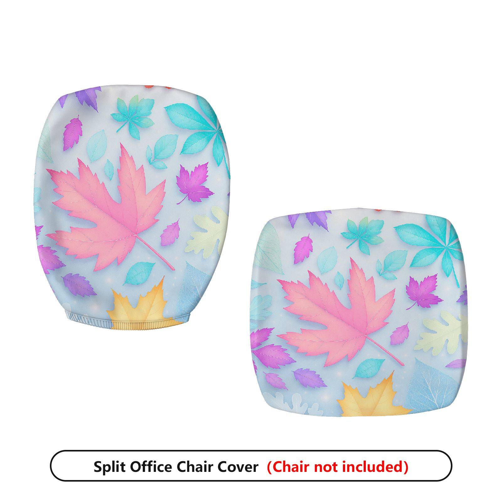 2-Piece Autumn Leaves Floral Pattern Colorful Design  Computer Chair Cover Set, Seat and Backrest