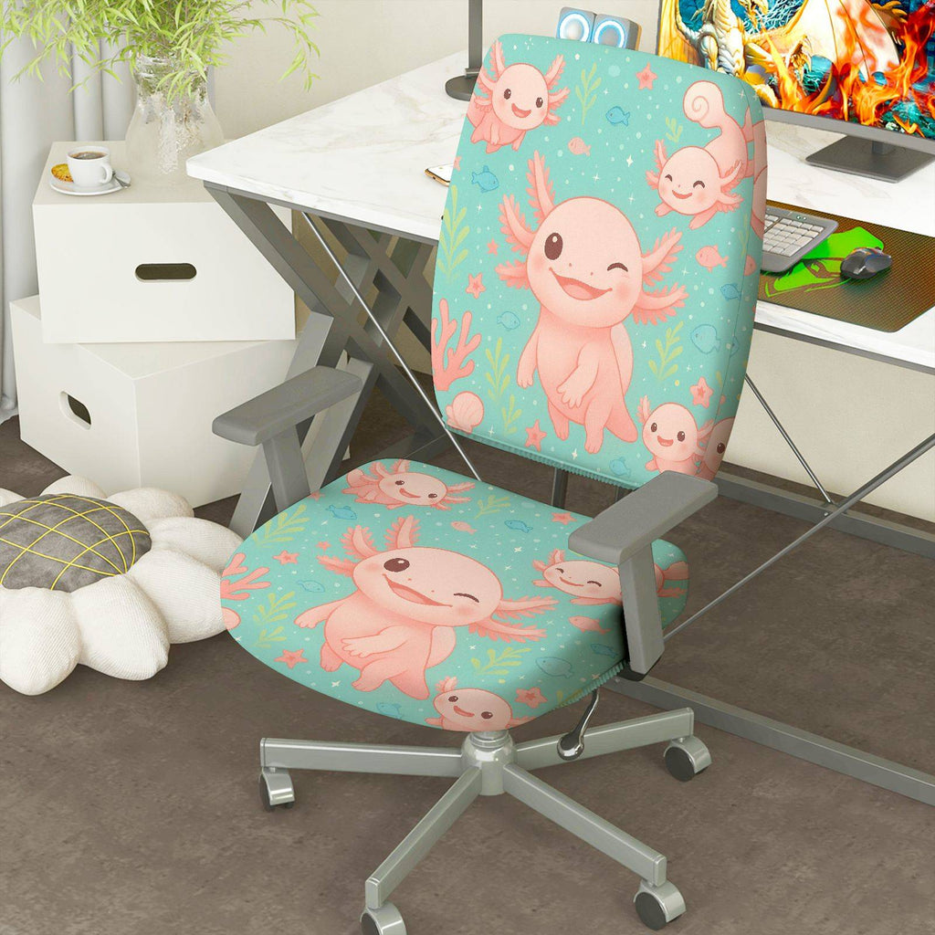 2-Piece Animal Ocean Style  Computer Chair Cover Set, Seat and Backrest