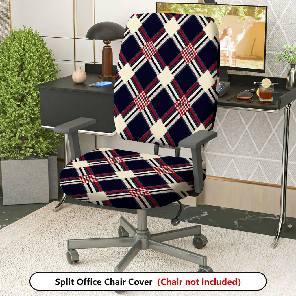2-Piece Argyle Plaid Geometric Classic Decorative  Computer Chair Cover Set, Seat and Backrest
