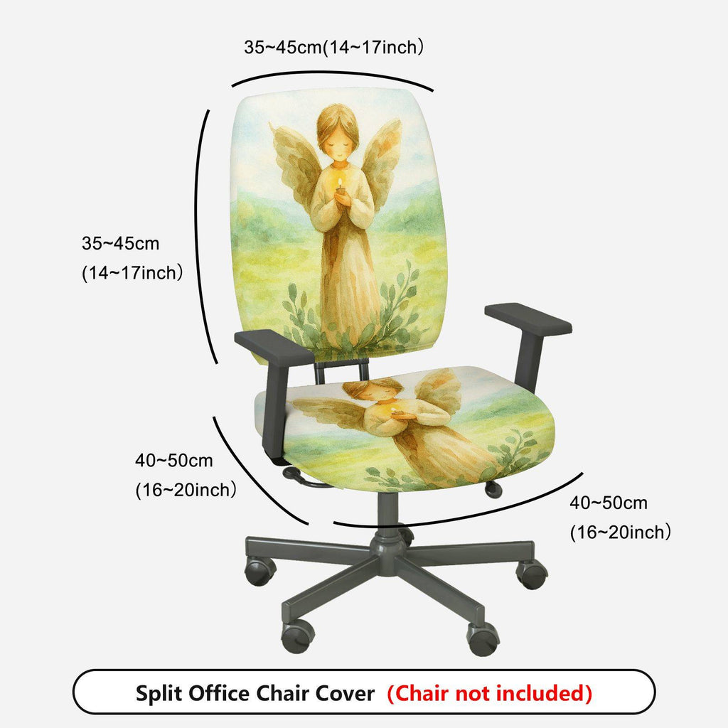 2-Piece Angel Wings Prayer Nature Art  Computer Chair Cover Set, Seat and Backrest