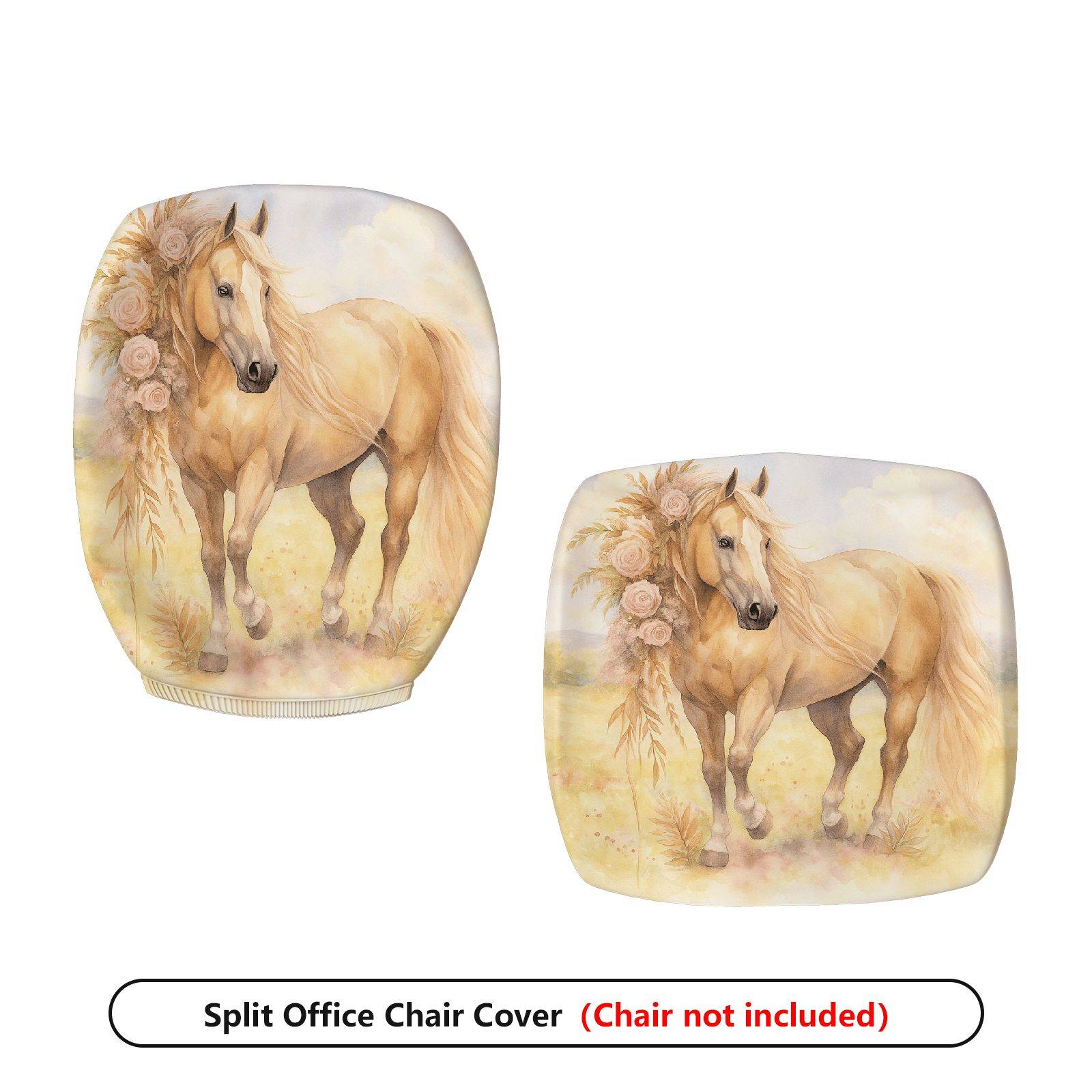 2-Piece horse flower meadow  Computer Chair Cover Set, Seat and Backrest