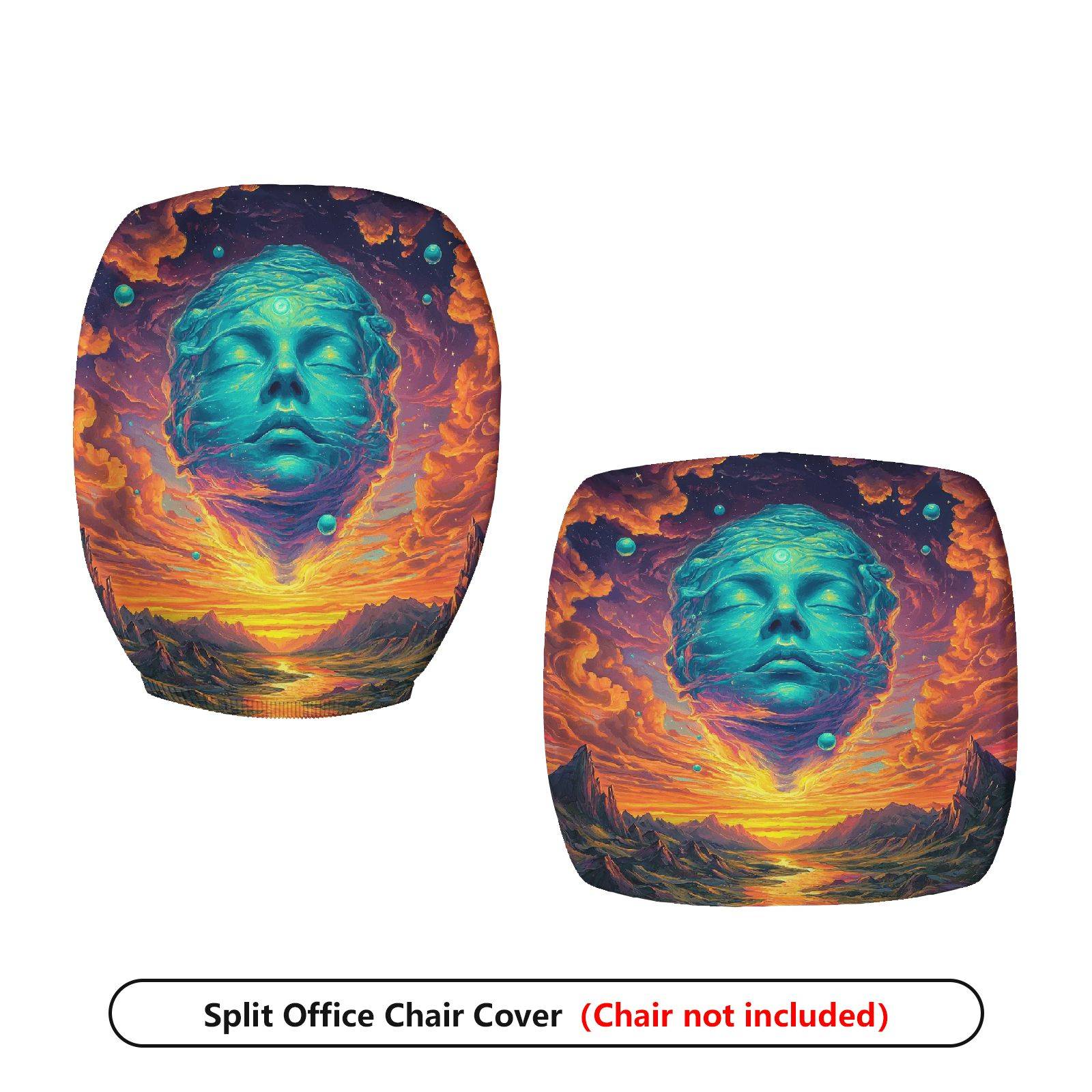 2-Piece Abstract Artistic Graphic Cosmic Landscape Galaxy Astronaut Theme  Computer Chair Cover Set, Seat and Backrest