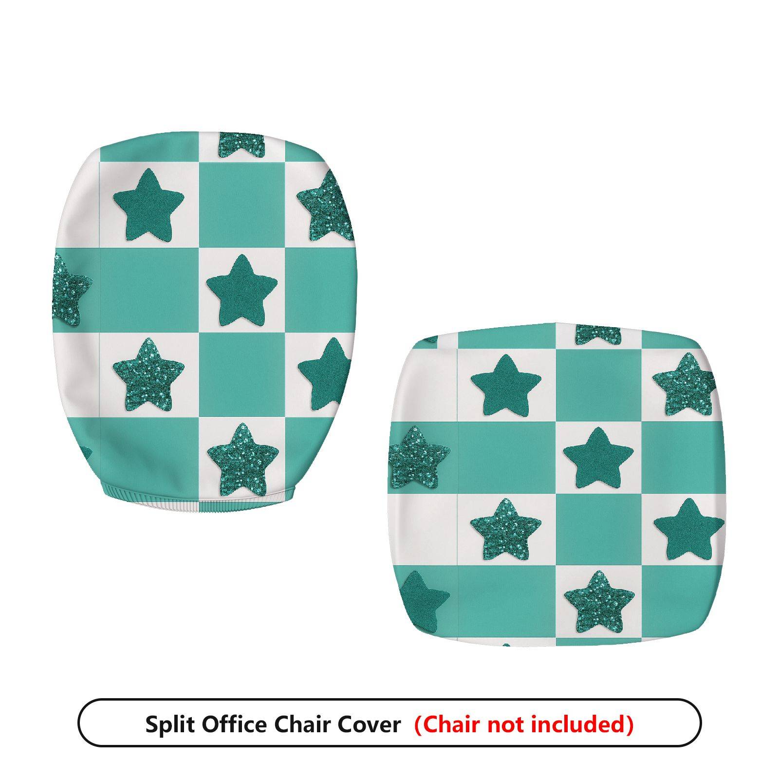2-Piece Aesthetic Checkered Star Glitter Geometric  Computer Chair Cover Set, Seat and Backrest