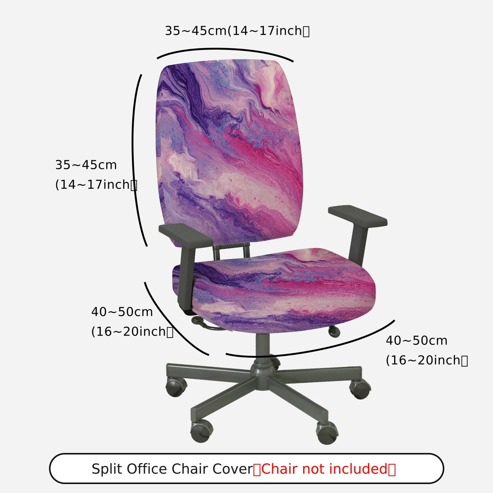 2-Piece Abstract Marble Swirl Pink Purple  Computer Chair Cover Set, Seat and Backrest