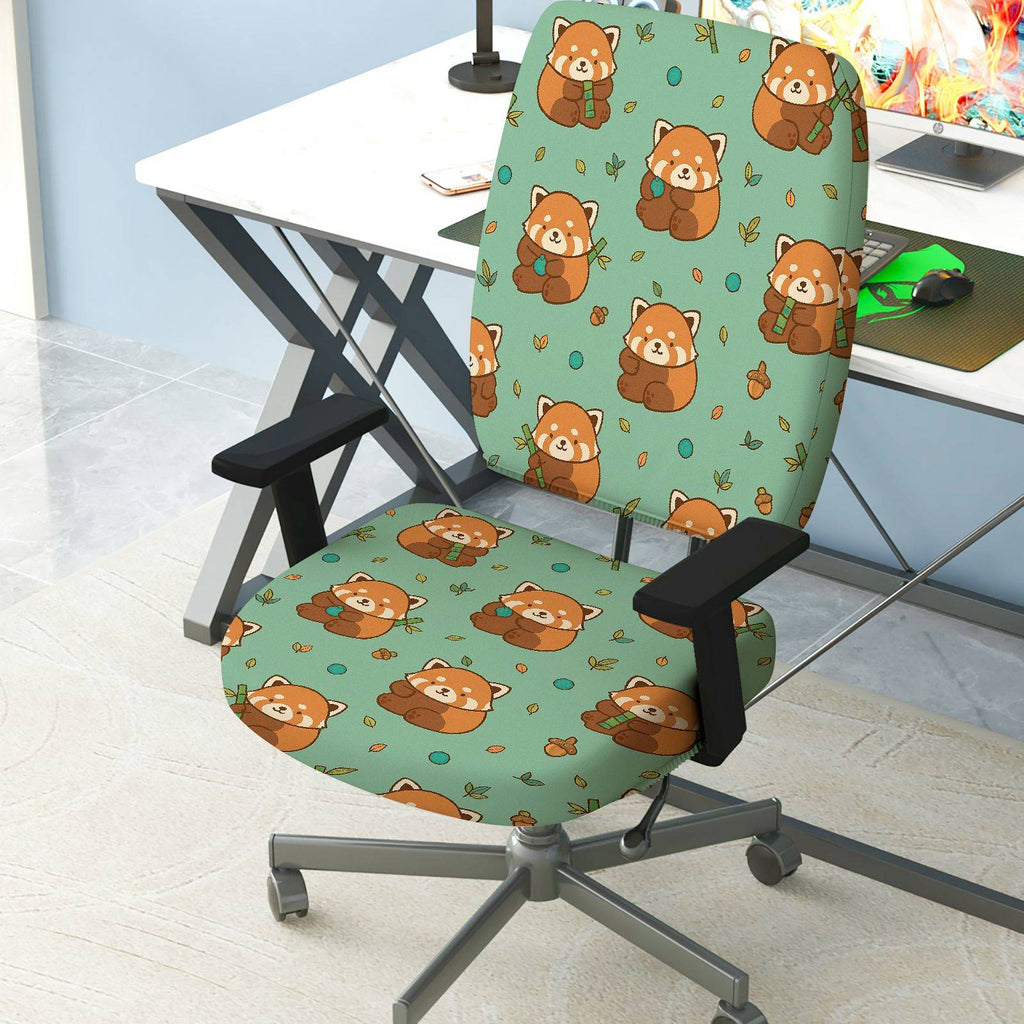 2-Piece Animal Leaf Cute Playful Cozy  Computer Chair Cover Set, Seat and Backrest