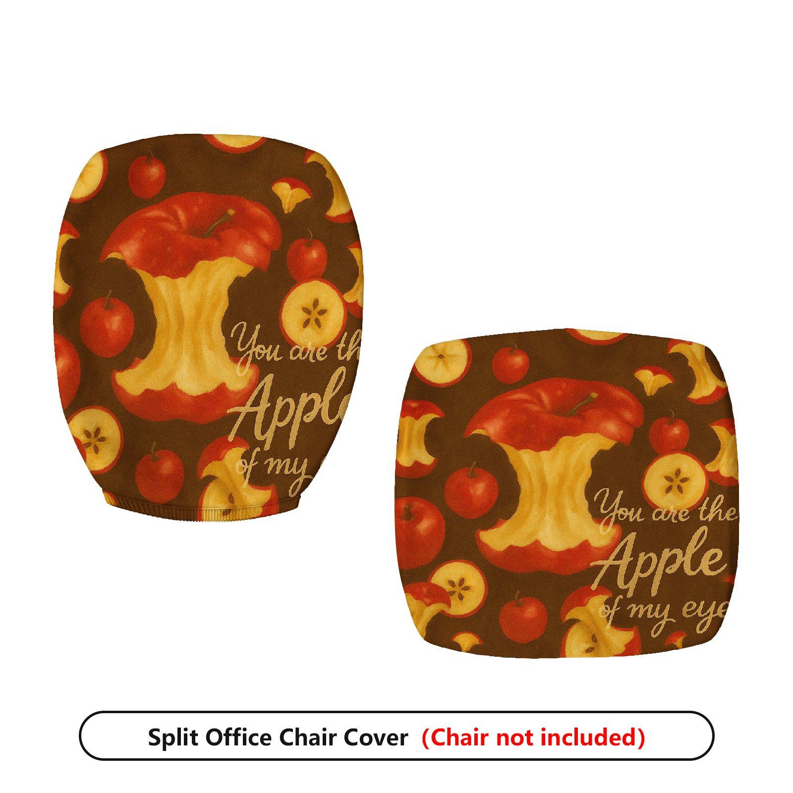 2-Piece Apple Fruit Print Inspirational Quote Red  Computer Chair Cover Set, Seat and Backrest