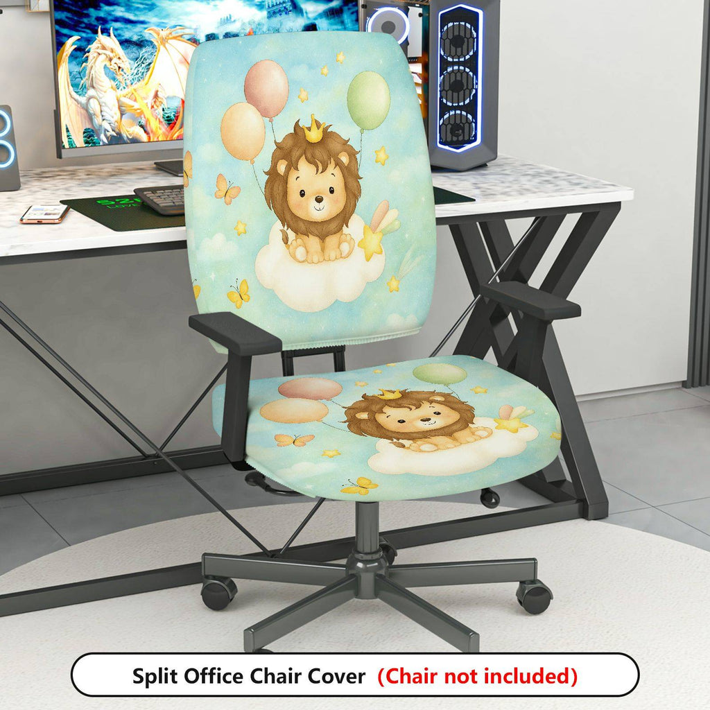 2-Piece Adorable Lion Balloon Cloud Star  Computer Chair Cover Set, Seat and Backrest