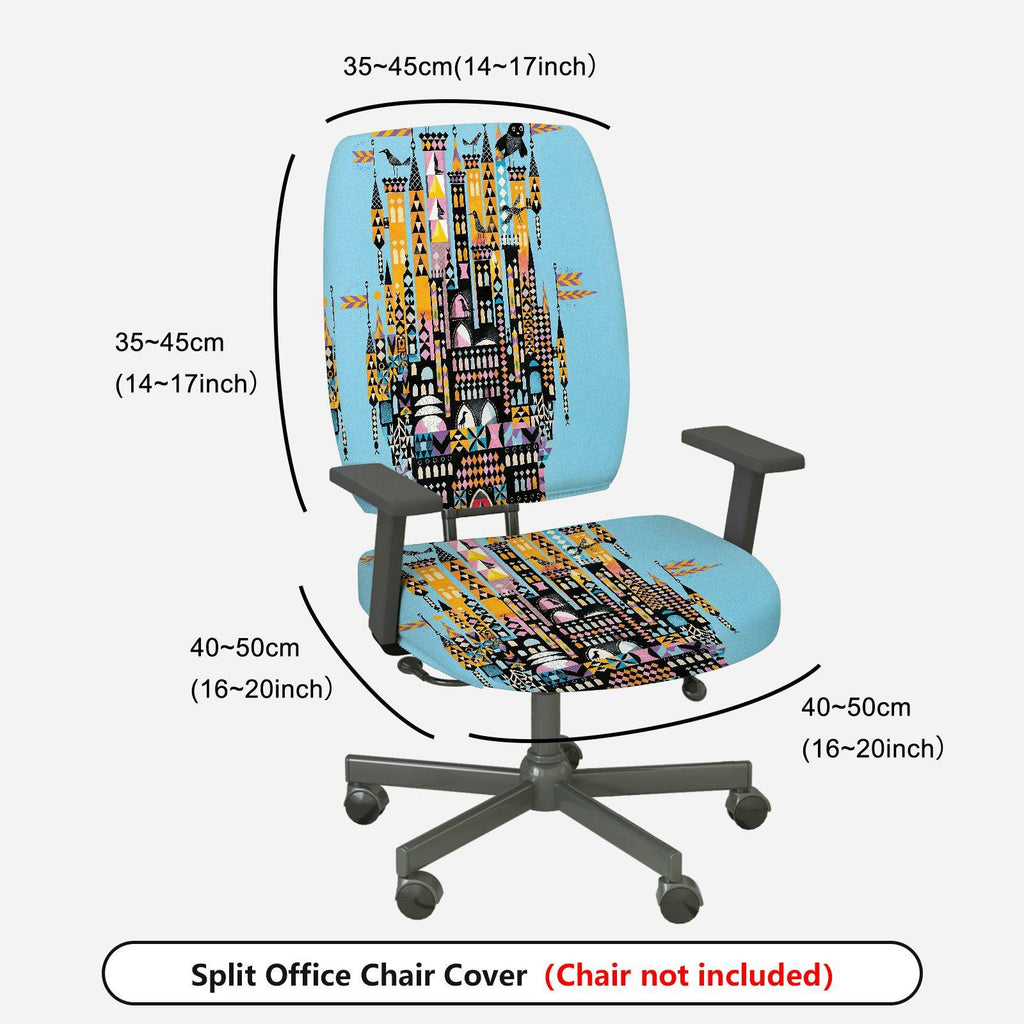 2-Piece Colorful Geometric City Night Skyline Pattern  Computer Chair Cover Set, Seat and Backrest