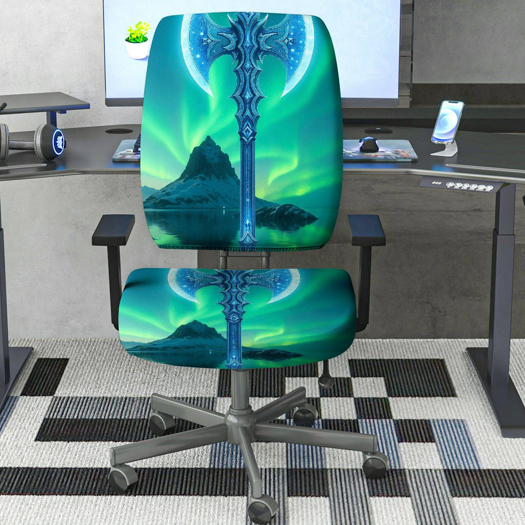 2-Piece Aurora Fantasy Sword Landscape Scenery Cool  Computer Chair Cover Set, Seat and Backrest