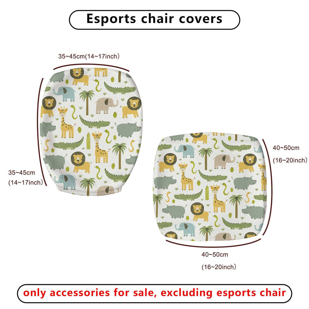 2-Piece Animal Safari Jungle Wildlife Nature  Computer Chair Cover Set, Seat and Backrest