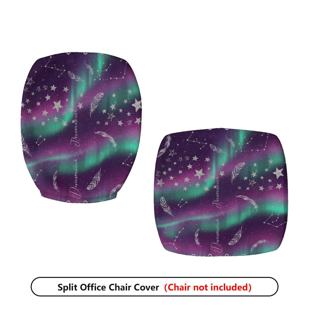 2-Piece Aurora Stars Feathers Galaxy Night  Computer Chair Cover Set, Seat and Backrest