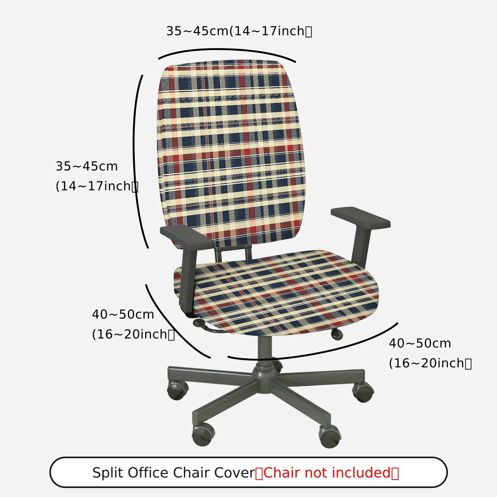 2-Piece Plaid Tartan Stripe Geometric Classic  Computer Chair Cover Set, Seat and Backrest