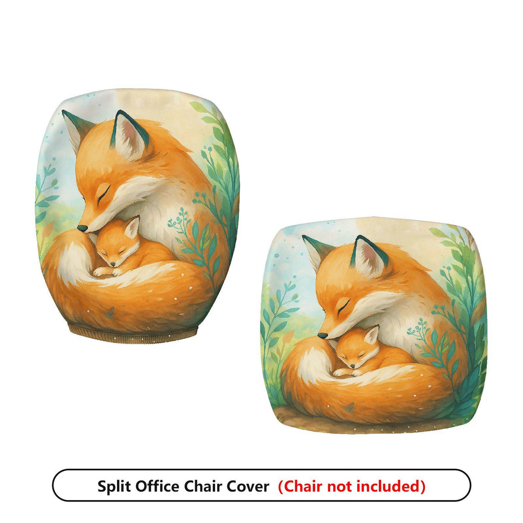 2-Piece Animal Art Fox Forest  Computer Chair Cover Set, Seat and Backrest