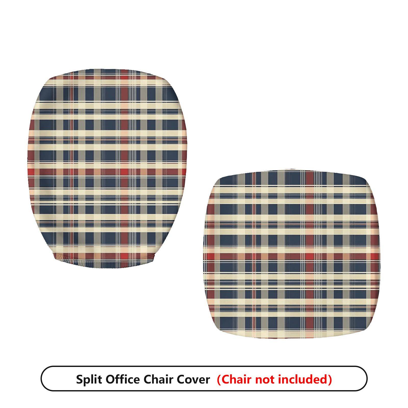 2-Piece Plaid Tartan Stripe Geometric Classic  Computer Chair Cover Set, Seat and Backrest