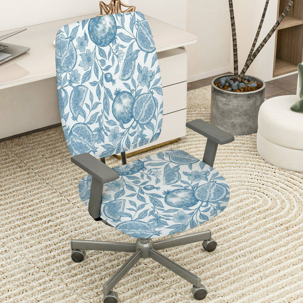 2-Piece Floral Pattern Fruit Botanical Nature  Computer Chair Cover Set, Seat and Backrest