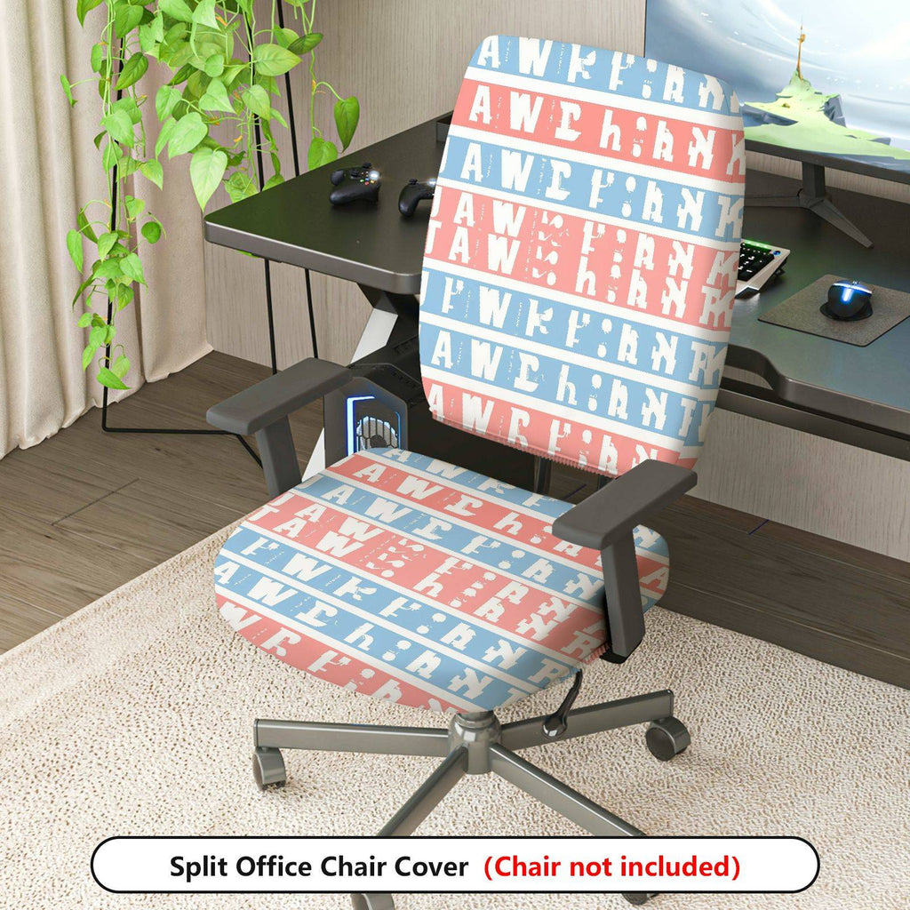 2-Piece American Flag Patriotic Red White Blue Letters Striped  Computer Chair Cover Set, Seat and Backrest