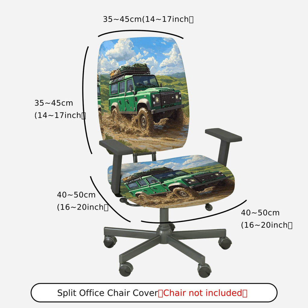 2-Piece Adventure Off-road Vehicle Landscape Travel Nature  Computer Chair Cover Set, Seat and Backrest