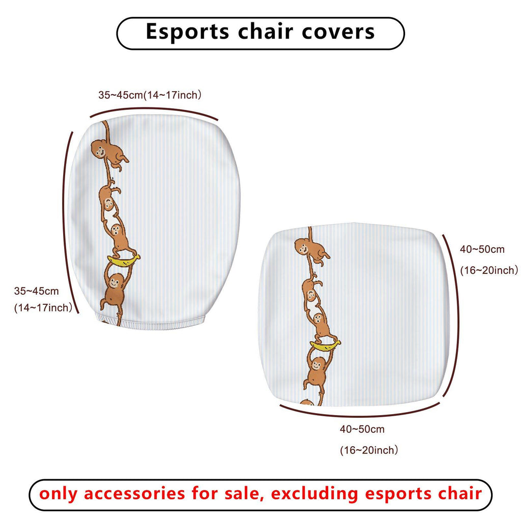 2-Piece Animal Fun Playful Hanging Monkey  Computer Chair Cover Set, Seat and Backrest