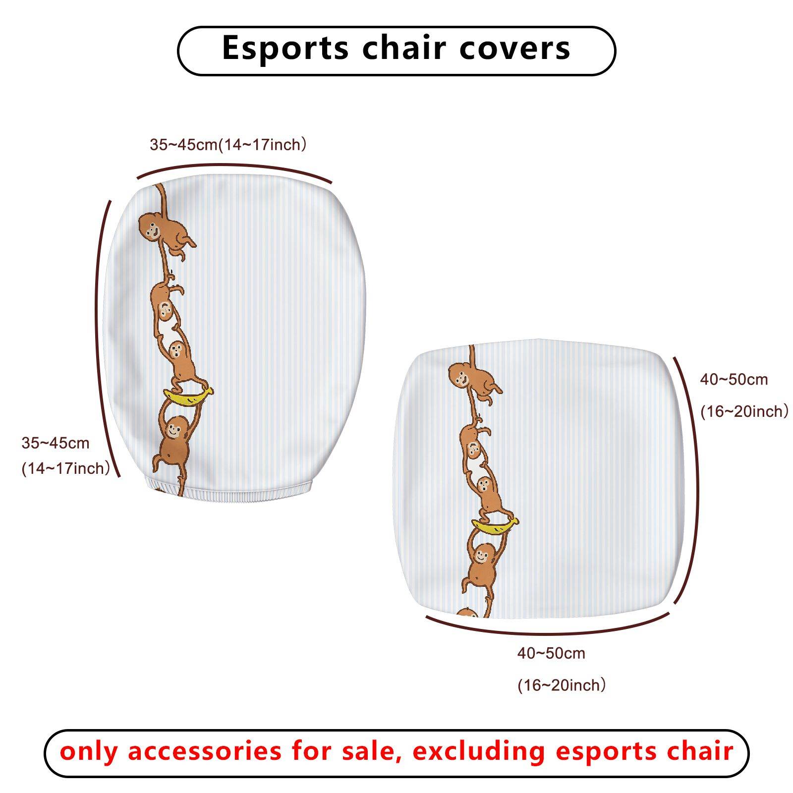 2-Piece Animal Fun Playful Hanging Monkey  Computer Chair Cover Set, Seat and Backrest