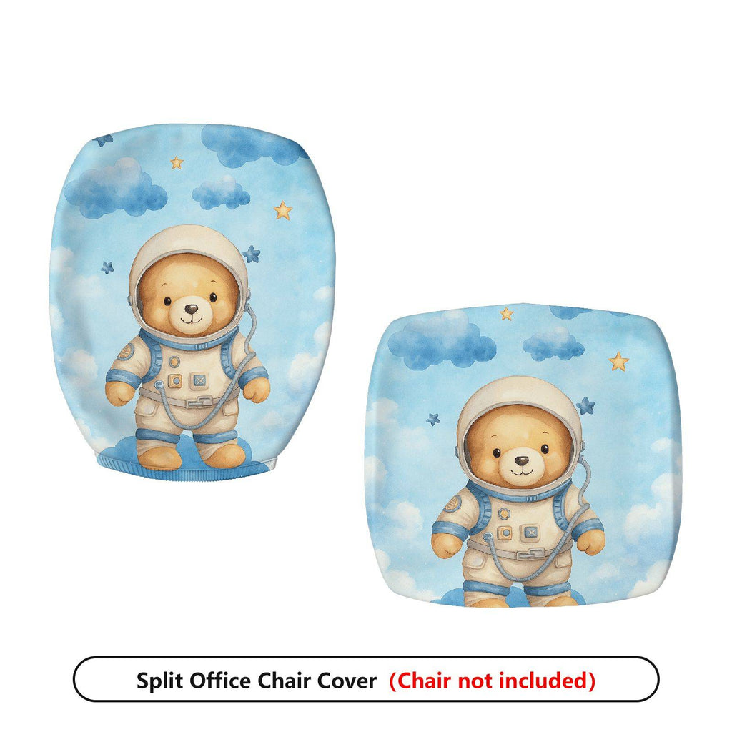 2-Piece Astronaut Bear Cloud Star Sky  Computer Chair Cover Set, Seat and Backrest