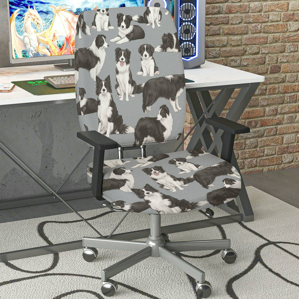 2-Piece Animal Dog Pattern Pet Lover Home  Computer Chair Cover Set, Seat and Backrest