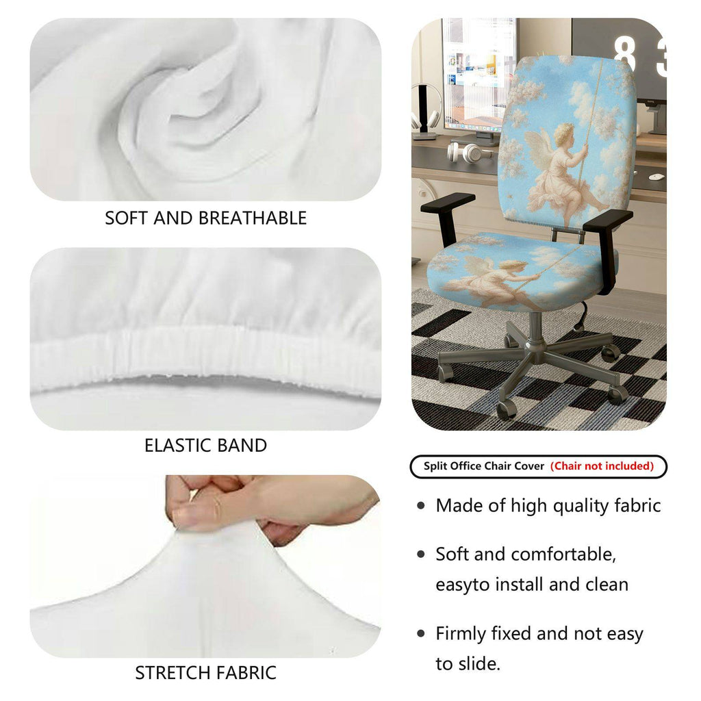 2-Piece Angel Swing Cloud Sky Art Aesthetic  Computer Chair Cover Set, Seat and Backrest