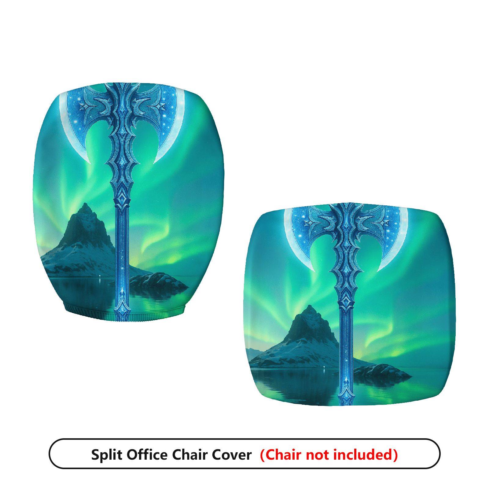 2-Piece Aurora Fantasy Sword Landscape Scenery Cool  Computer Chair Cover Set, Seat and Backrest