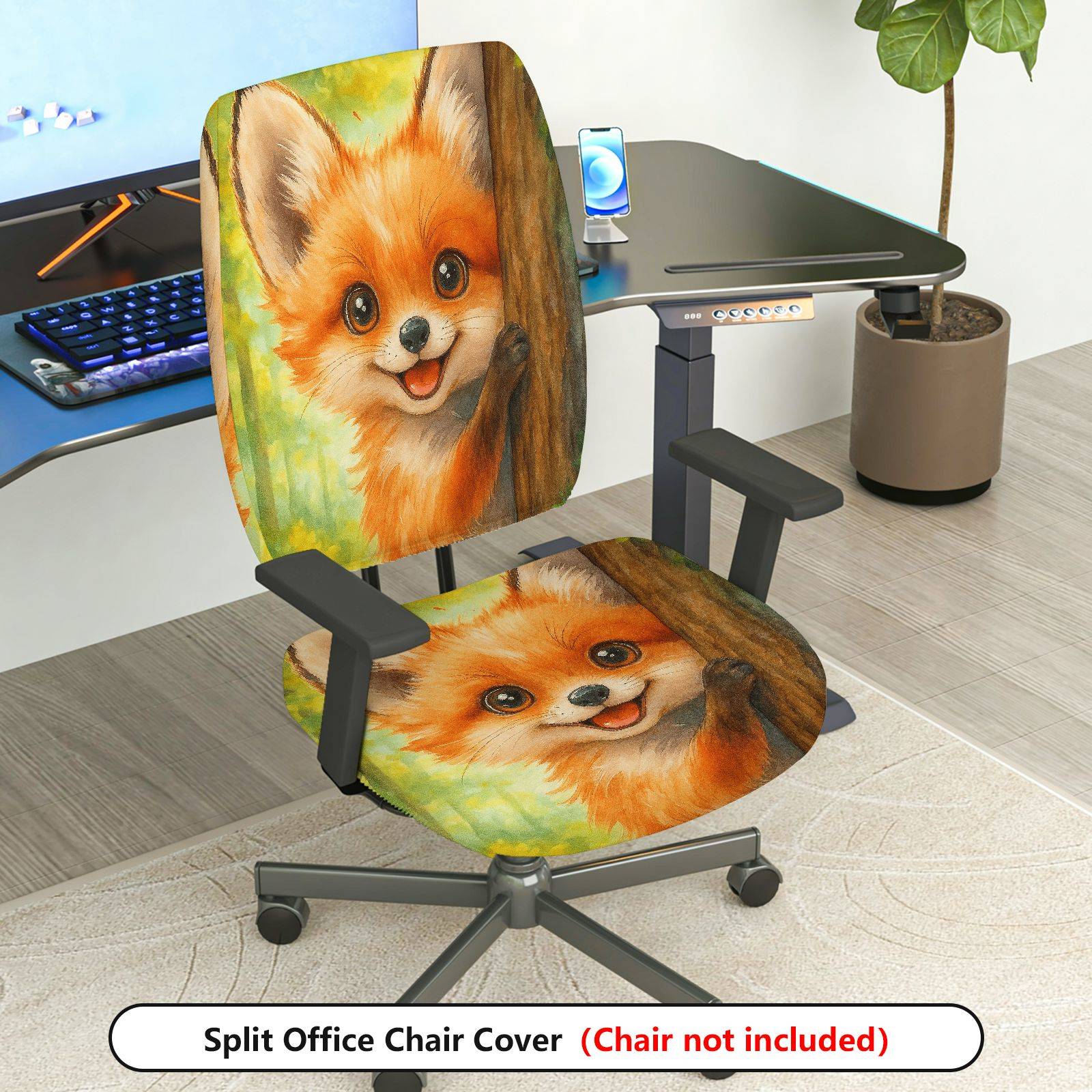 2-Piece Abstract Colorful Artistic Vibrant Nature  Computer Chair Cover Set, Seat and Backrest