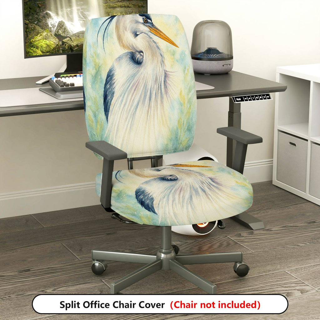 2-Piece Animal Bird Art Elegant Nature  Computer Chair Cover Set, Seat and Backrest