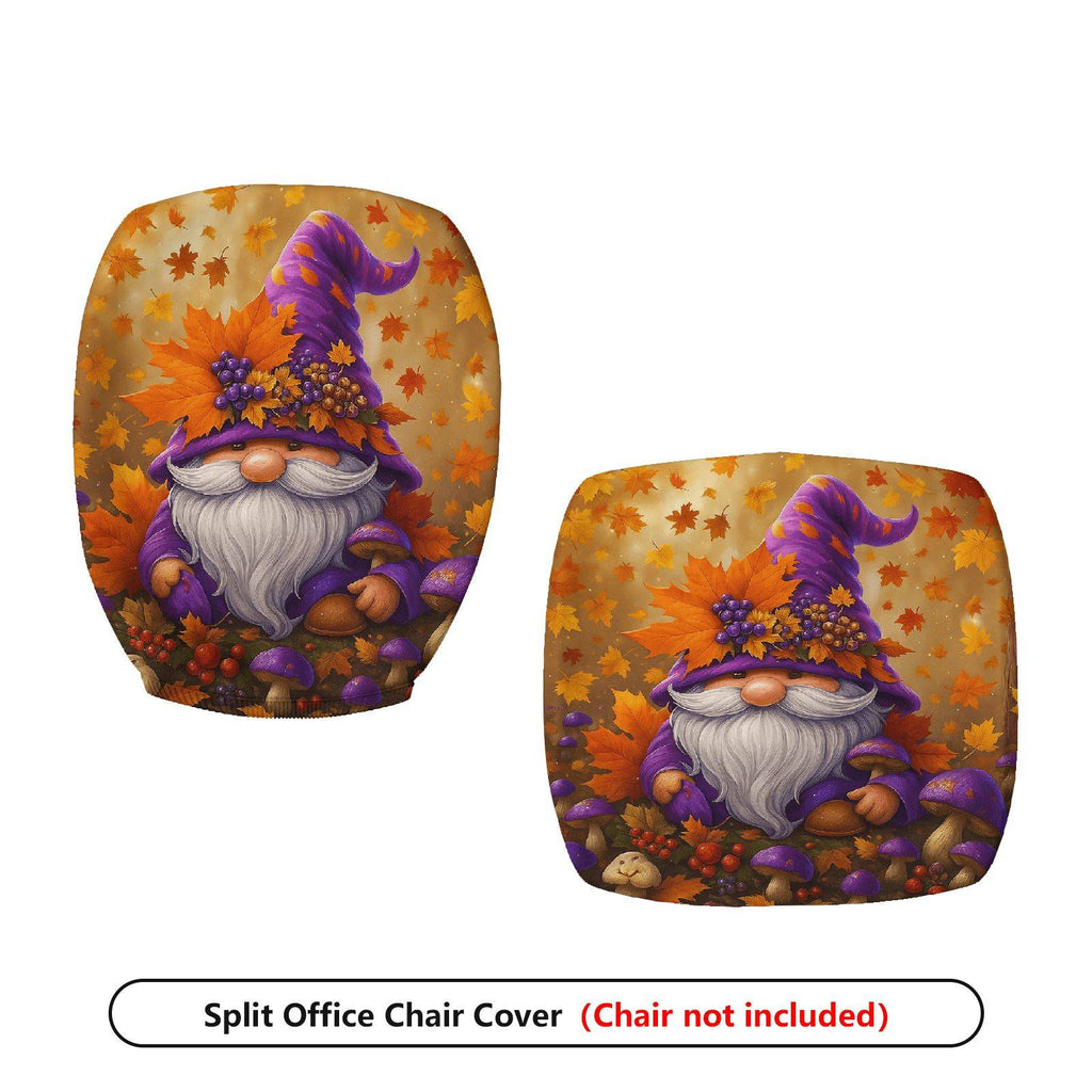 2-Piece Autumn Gnome Mushroom Leaves Halloween  Computer Chair Cover Set, Seat and Backrest