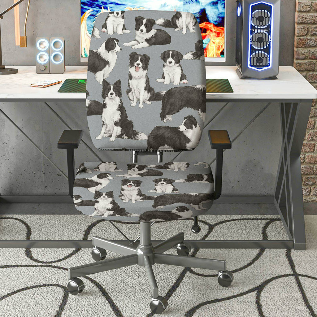 2-Piece Animal Dog Pattern Pet Lover Home  Computer Chair Cover Set, Seat and Backrest