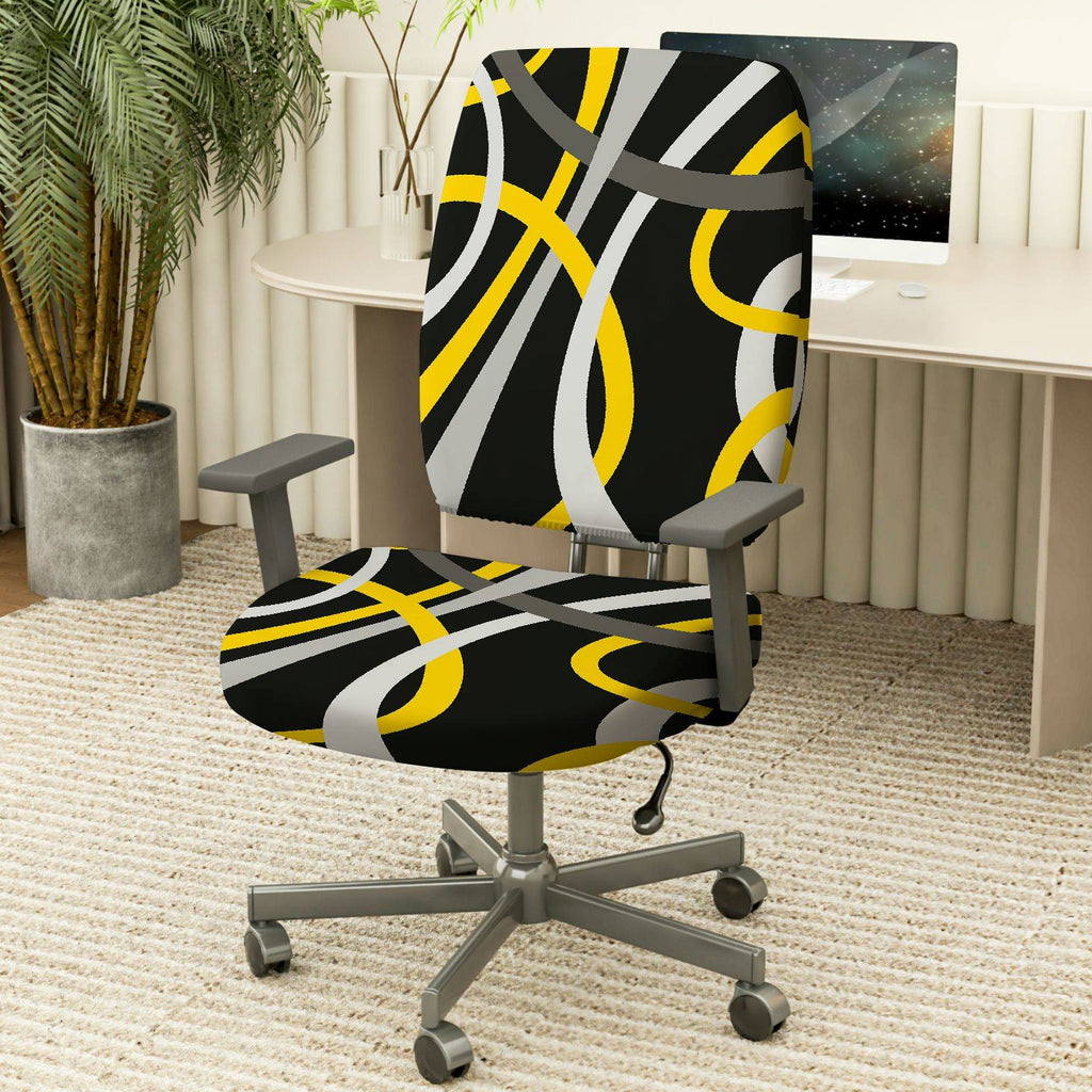 2-Piece Abstract Modern Geometric Pattern Artistic Design  Computer Chair Cover Set, Seat and Backrest