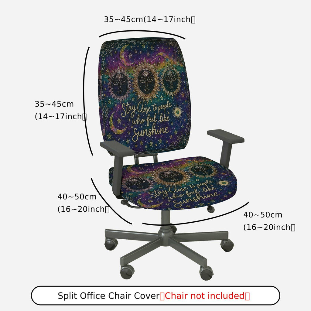 2-Piece Astral Sun Moon Stars Inspirational Quote  Computer Chair Cover Set, Seat and Backrest